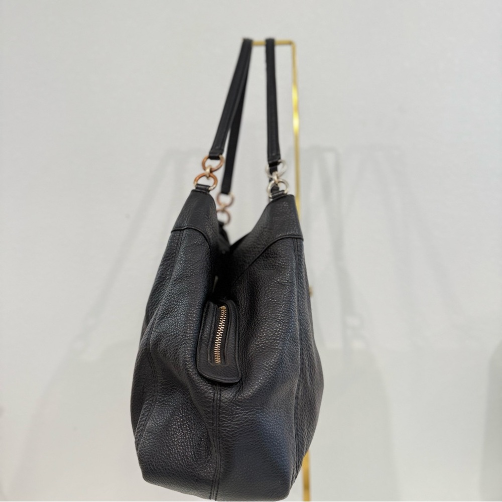 Coach Lexy Black Pebbled Leather Purse Shoulder Bag Hobo Tote F23511 - Picture 6 of 15